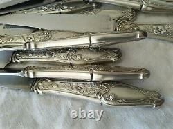 12 Anciens Couteaux Art Nouveau Argent Massif 1900 Silver Jugendstil Knives