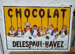Ancienne Plaque publicitaire Émaillée chocolat delespaul havez Lille 59 EAS fr