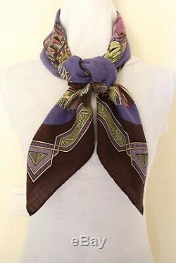 Authentic Hermes CASHMERE + silk scarf tuch châle carré foulard Cuirs du Desert