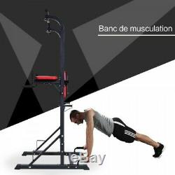 Banc de Musculation Multifonction Entraînement Abdominaux Barre de Traction Dips