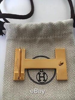 Boucle de ceinture Hermès modèle Quizz en métal brossé doré état neuf