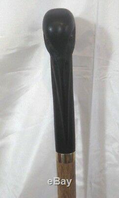 Canne de marche bâton sculptée palissandre made in France cigogne / cane Walking