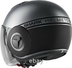 Casque Helmet Moto Jet Shark Nain Street Néon Gris Titane Noir Mat Taille XL