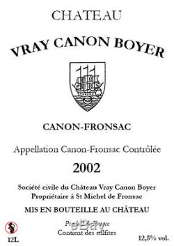 Chateau Vray Canon Boyer 2002 Fronsac Balthazar 12l