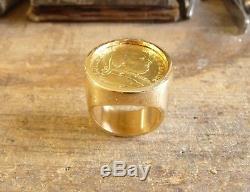 Chevalière massive or ronde avec pièce 20 Francs Louis XVIII