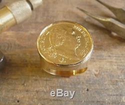 Chevalière or ronde avec pièce 20 Francs Louis XVIII avec douille interieure