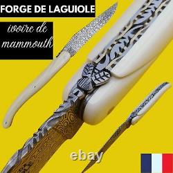 Couteau Forge De Laguiole France Defense Mammouth Damas Abeille Forgee