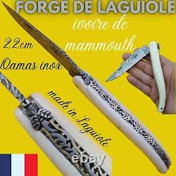 Couteau Forge De Laguiole France Defense Mammouth Damas Abeille Forgee