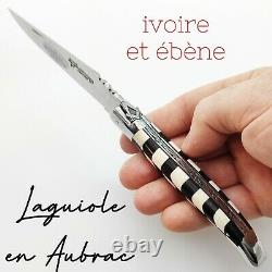Couteau pliant Laguiole Aubrac Damier mammouth ébène Franc maçon France
