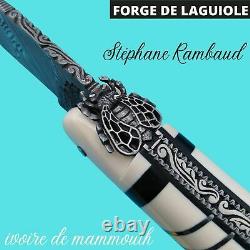 Exceptionnel Rare Unique Couteau Forge De Laguiole Mammouth France Damas