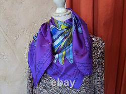 Foulard Neuf Soie New Silk Scarf Hermes 90cm Le Pégase d'Hermès Violet Purple