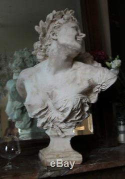 Grand Buste de la demoiselle de la danse de Carpeaux 61cm plâtre statuaire teint