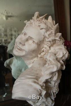 Grand Buste de la demoiselle de la danse de Carpeaux 61cm plâtre statuaire teint