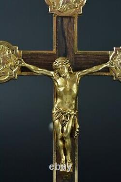 Grande Croix pectorale Bronze doré J. Pinto Quercia art nouveau Pectoral Cross