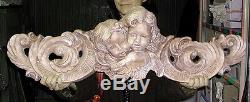 Impressionnante haut relief anges 1m plâtre teinté cherub angel angelo 3068