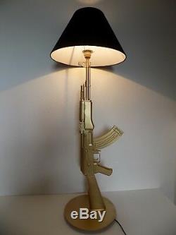 LAMPE DESIGN AK47 KALASHNIKOV OR (chevet bureau table salon lamp kalash ak gun)