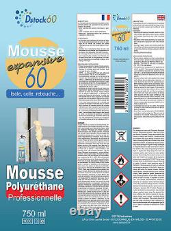 Lot de 48 mousses expansives 750 Ml Mousse polyuréthane professionnelle