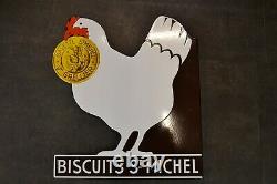 Plaque émaillée Saint Michel biscuits cuisine poule double face équerre no kub