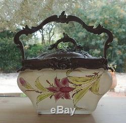 Pot A Biscuit Rectangulaire Epoque Art Nouveau Decor Emaille Floral Et Or