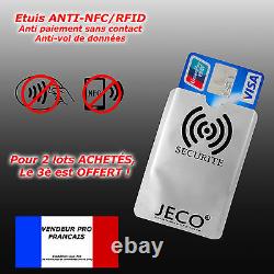 Protection carte bancaire sans contact bleu visa RFID NFC étui ANTI-PIRATAGE