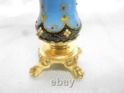 Rare Vase Piedouche Miniature Émaux Sur Cuivre Émaille Enamel Bronze Art Nouveau