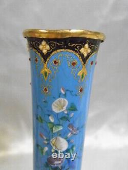 Rare Vase Piedouche Miniature Émaux Sur Cuivre Émaille Enamel Bronze Art Nouveau