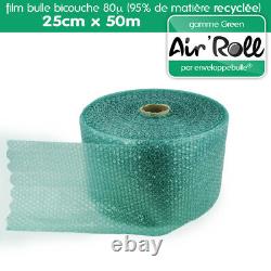 Rouleau de film bulle d'air RECYCLE largeur 25 cm x longueur 50 mètres GREEN