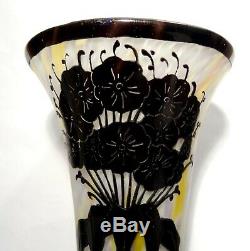 Vase Art Deco Art Nouveau 1925 Signe Charder Schneider Le Verre Francais
